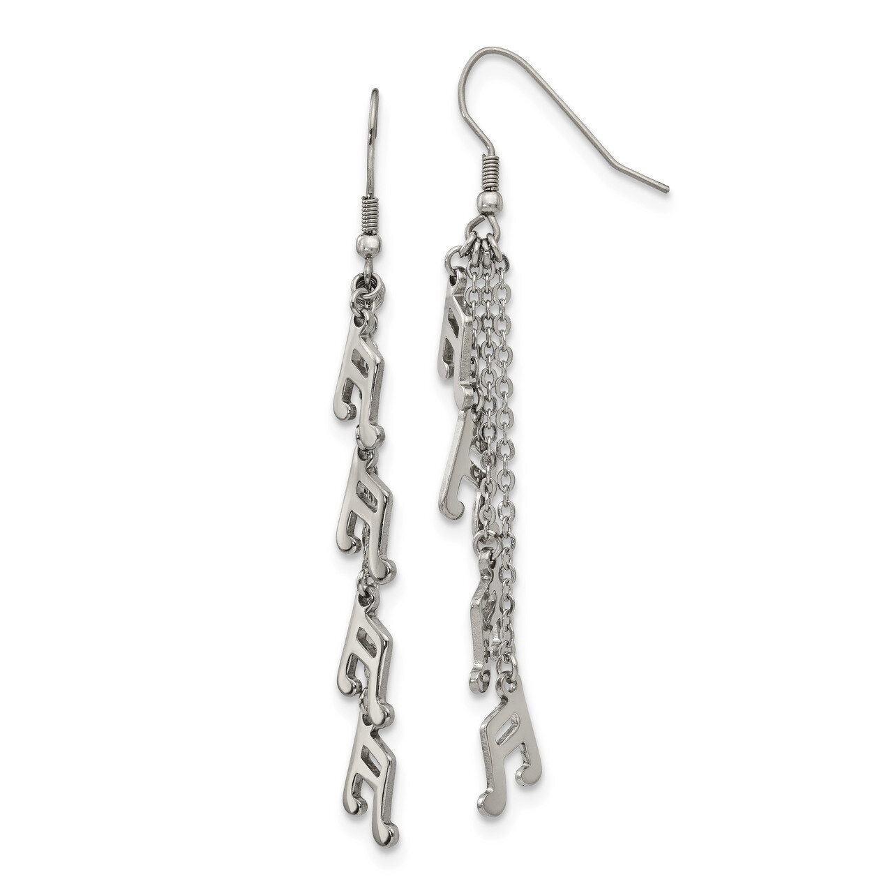 Multi Strand Music Note Dangle Shepherds Hook Earrings Stainless Steel SRE907 by Chisel, MPN: SRE90…