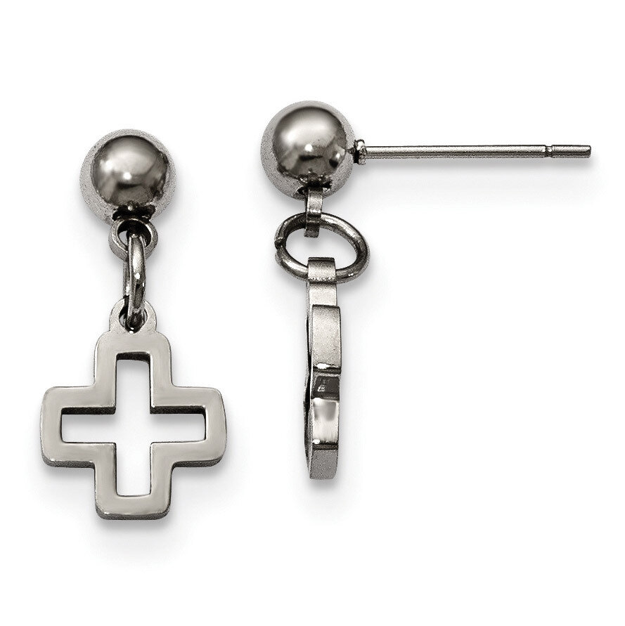 Cross Post Dangle Earrings Stainless Steel SRE909 by Chisel, MPN: SRE909, 886774670669