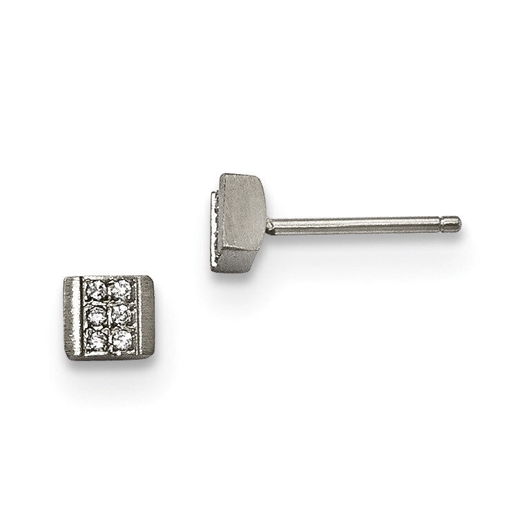 CZ Post Earrings Stainless Steel Brushed SRE952 by Chisel, MPN: SRE952, 191101009686