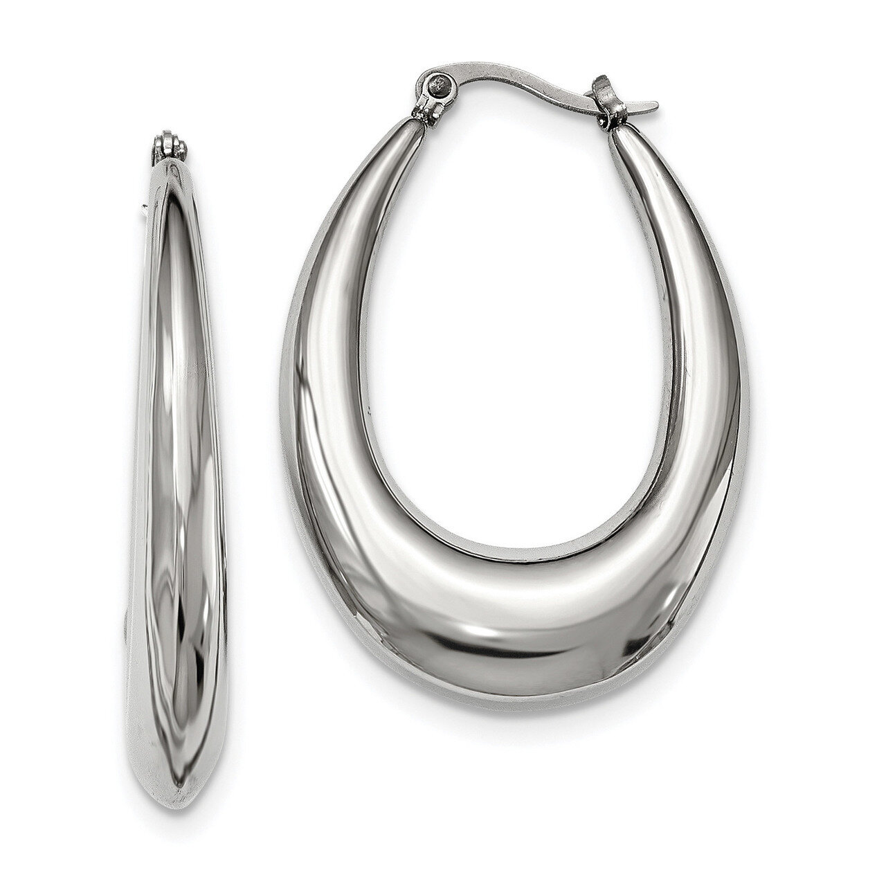 Hoop Earrings Stainless Steel Polished SRE955 by Chisel, MPN: SRE955, 191101647574