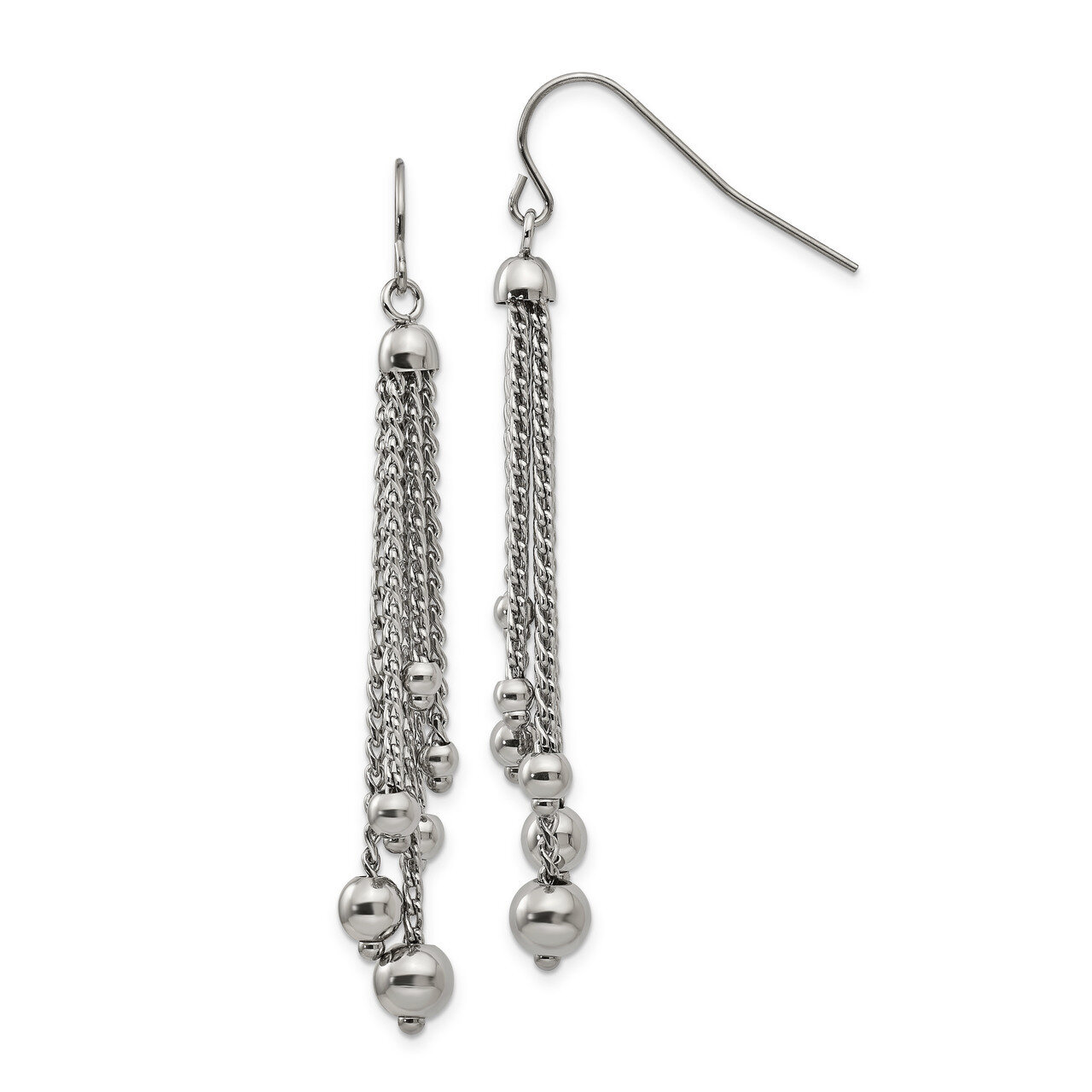 Dangle Shepherd Hook Earrings Stainless Steel Polished SRE956 by Chisel, MPN: SRE956, 191101647857