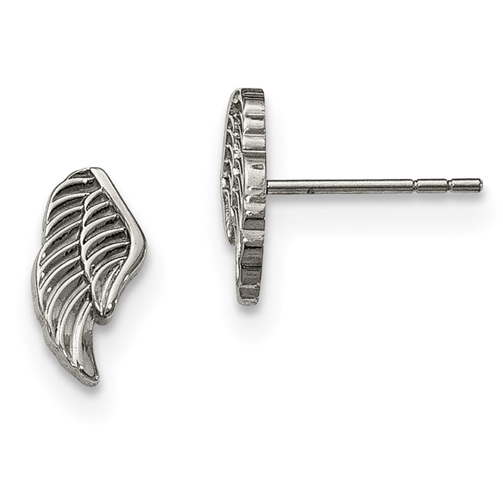 Angel Wing Post Earrings Stainless Steel Polished SRE959