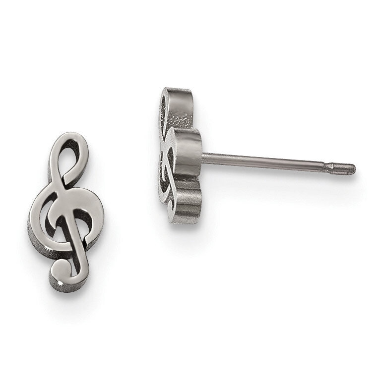 Music Symbol Post Earrings Stainless Steel Polished SRE963 by Chisel, MPN: SRE963, 886774670614