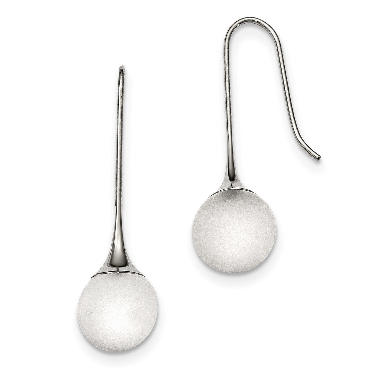 Glass Ball Shepherd Hook Earrings Stainless Steel SRE980 by Chisel, MPN: SRE980, 191101383113