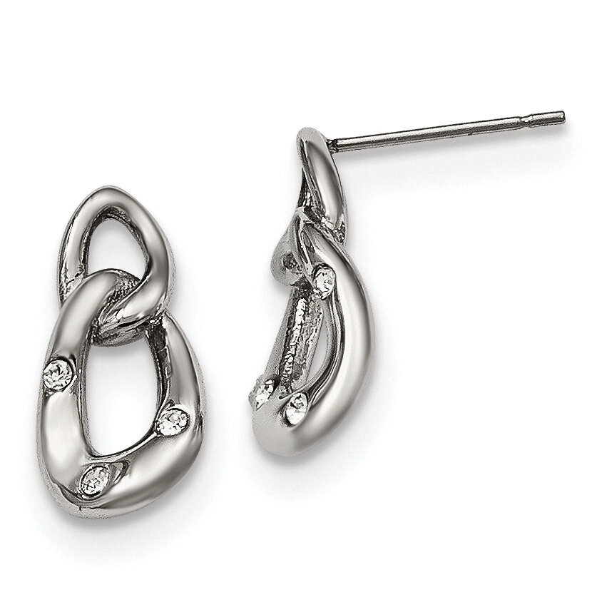 Two Loop 3 Crystal Dangle Earrings Stainless Steel Polished SRE986 by Chisel, MPN: SRE986, 19110164…