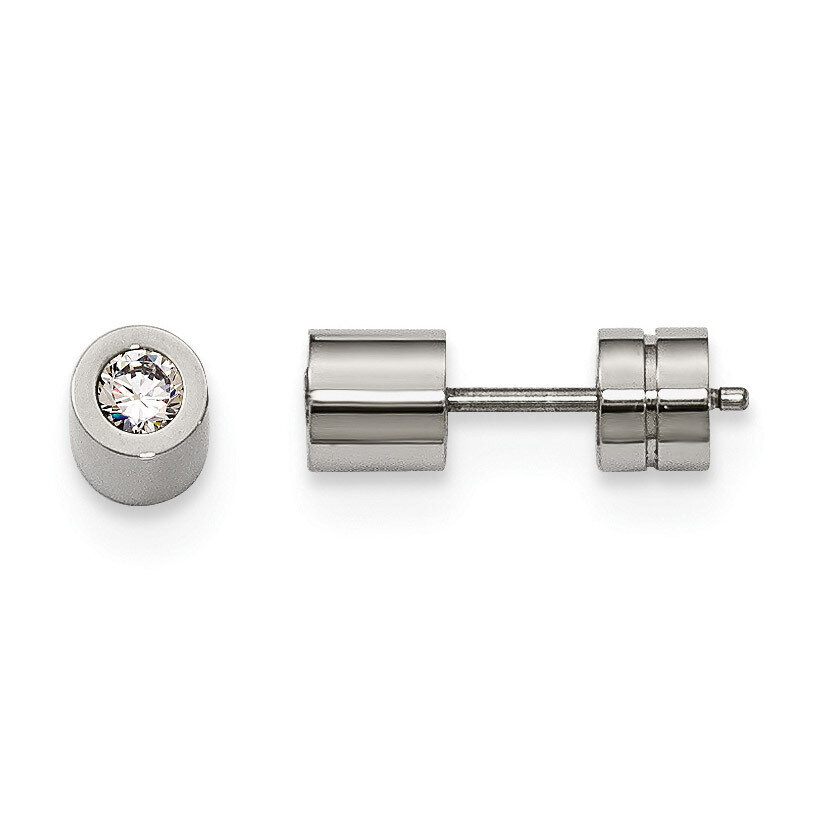 CZ April Birthstone Polished Post Earrings Stainless Steel SRE992 by Chisel, MPN: SRE992, 191101645…
