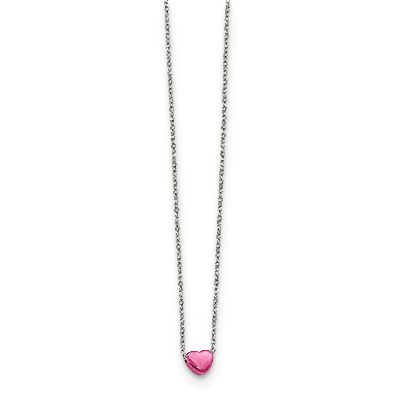 Pink IP-plated Polished Heart Necklace Stainless Steel SRN1789-16 by Chisel, MPN: SRN1789-16, 19110…