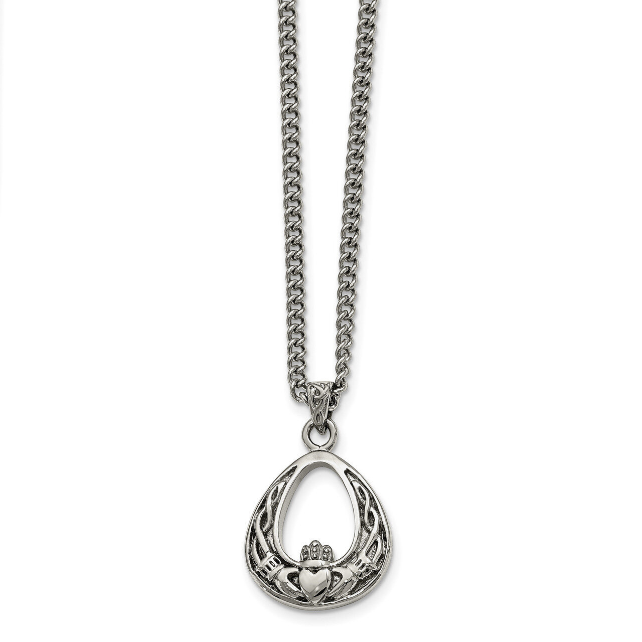 Claddagh Necklace Stainless Steel Polished SRN1792-18