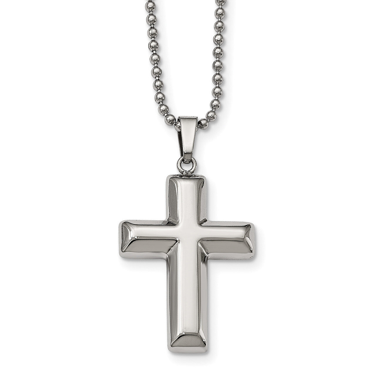 Hollow Cross Necklace Stainless Steel Polished SRN1831-22 by Chisel, MPN: SRN1831-22, 886774750361