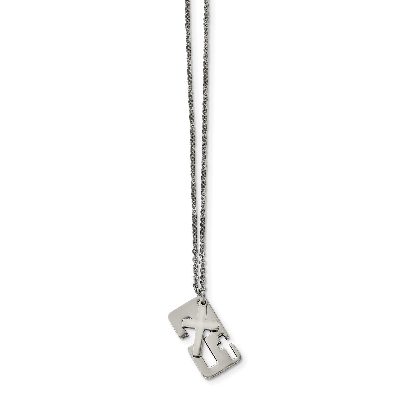 Cross Necklace Stainless Steel Polished SRN1850-18.25