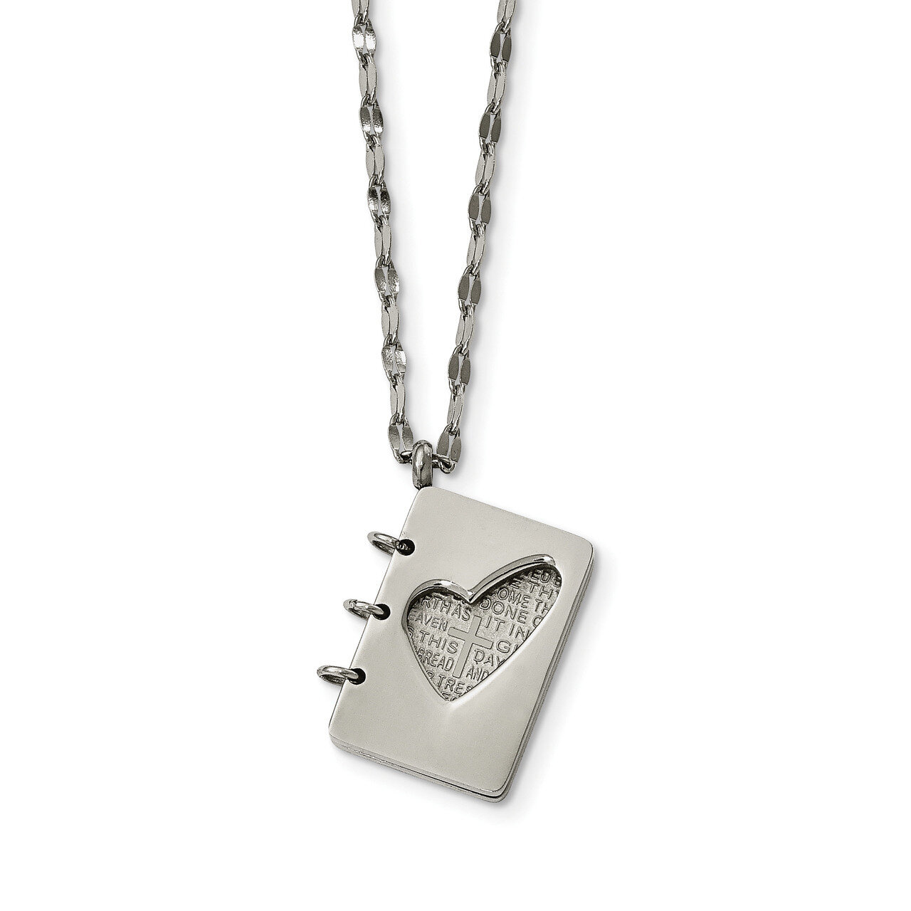 Lord&#39;s Prayer Necklace Stainless Steel Brushed and Polished SRN1863-17.5 by Chisel, MPN: SRN1863-17…