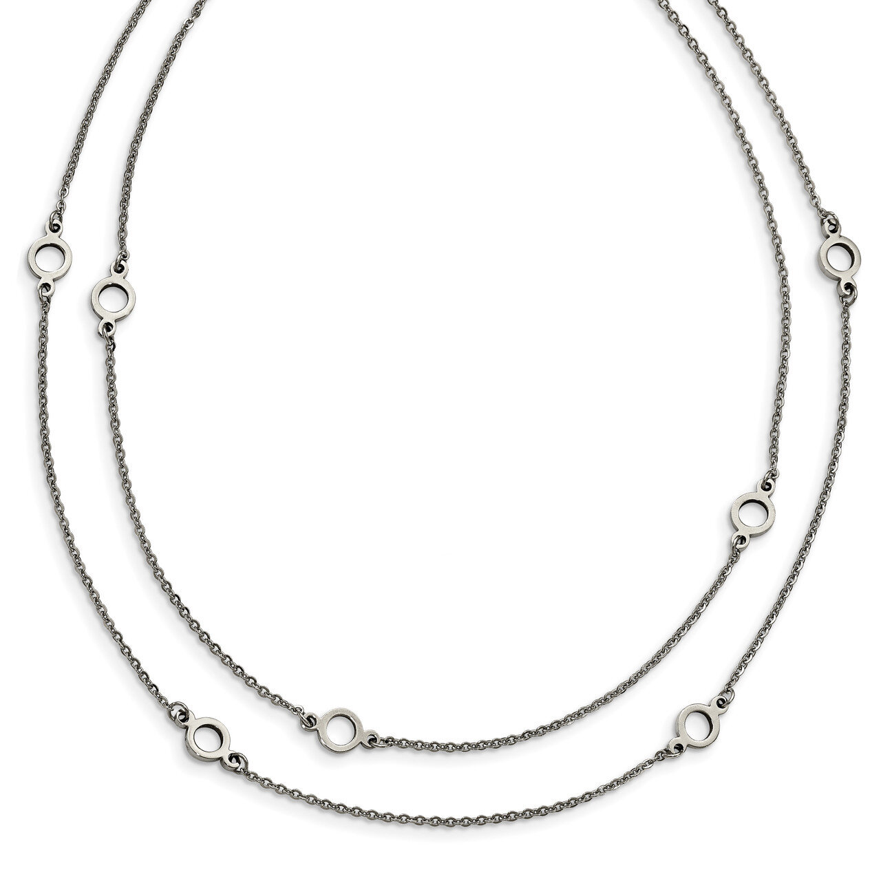 Two Strand with 2 Inch Extender Necklace Stainless Steel SRN1869-15.75