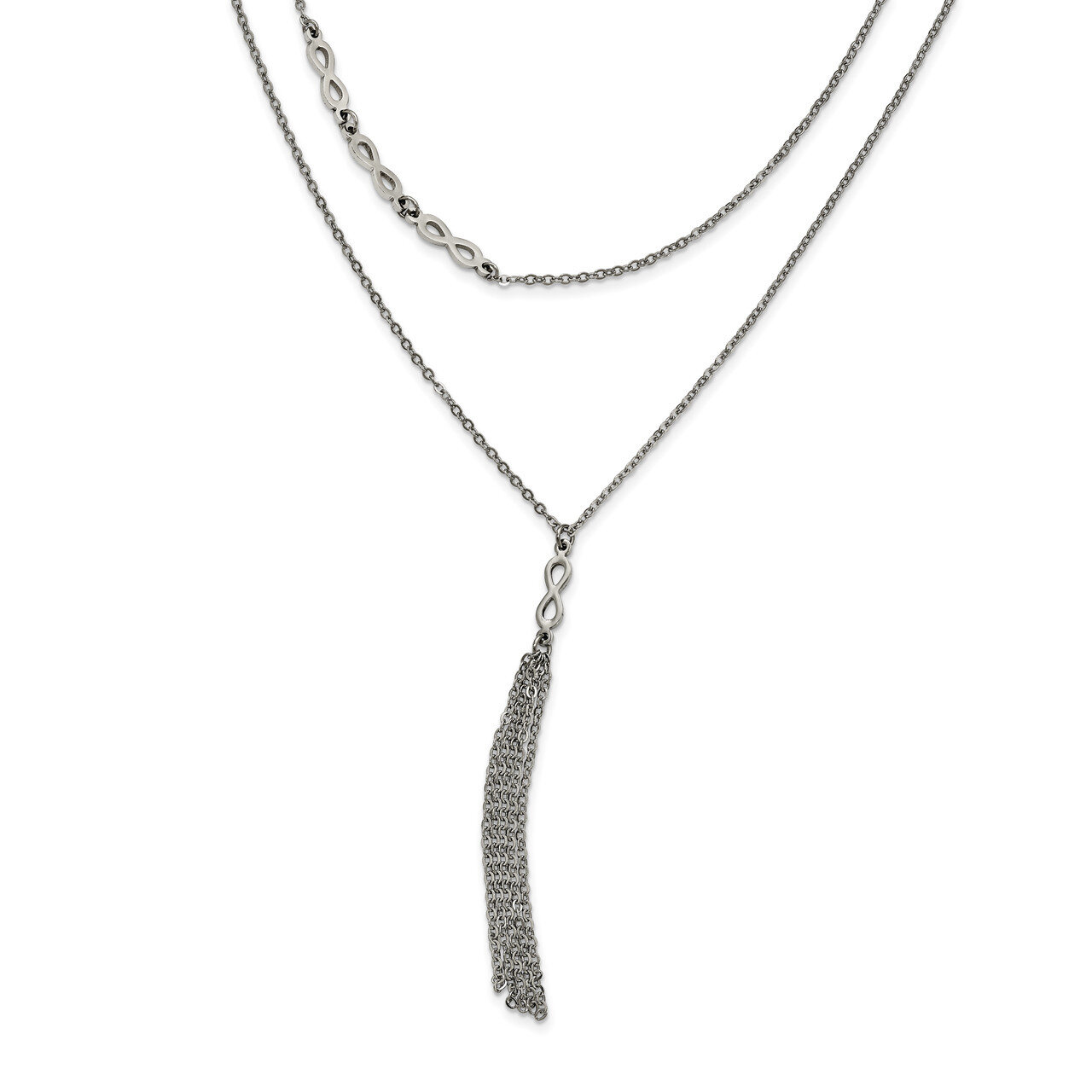Infinity Multi Strand with 2 Inch Extender Necklace Stainless Steel SRN1870-28 by Chisel, MPN: SRN1…