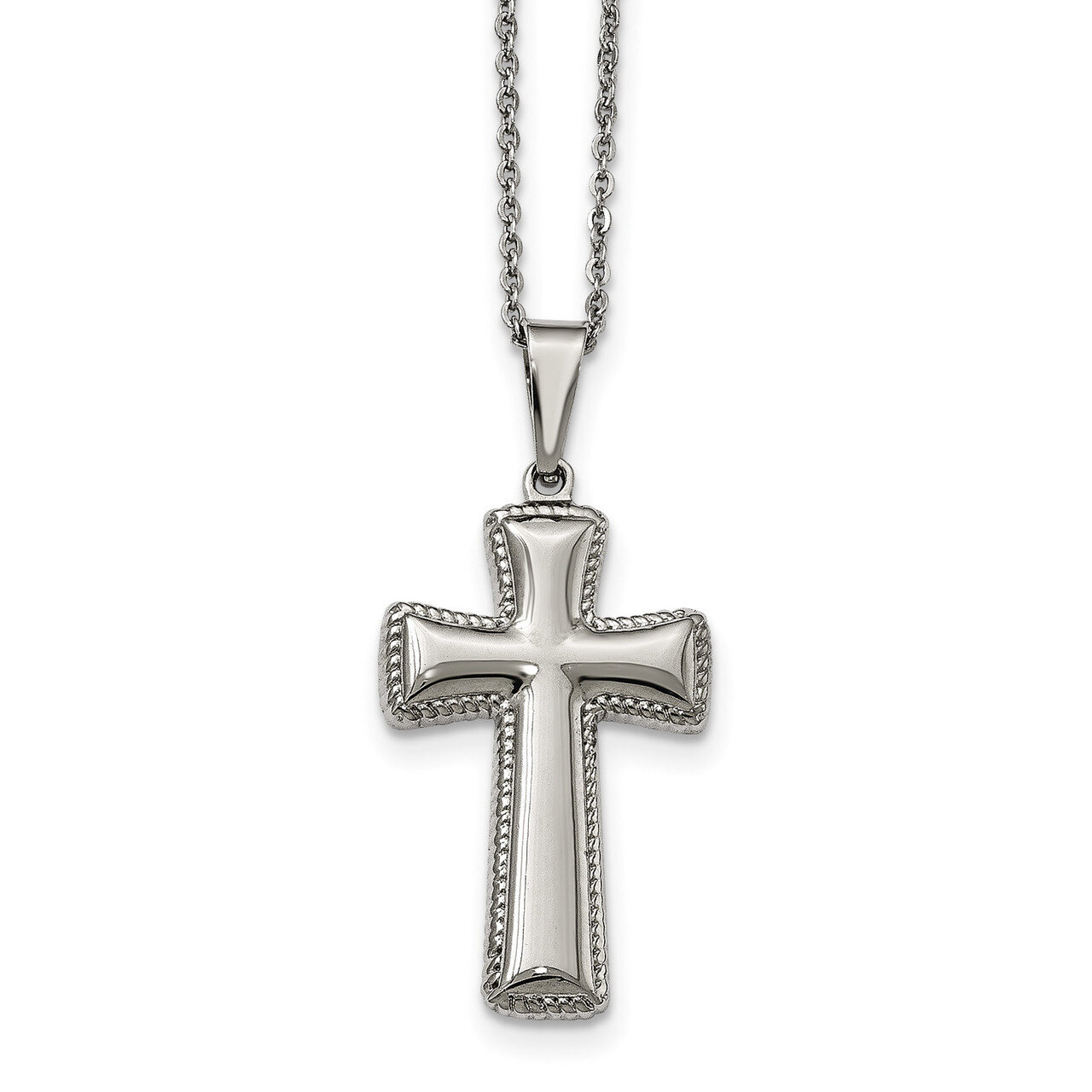 Medium Pillow Cross Necklace Stainless Steel Polished SRN1930-18 by Chisel, MPN: SRN1930-18, 886774…