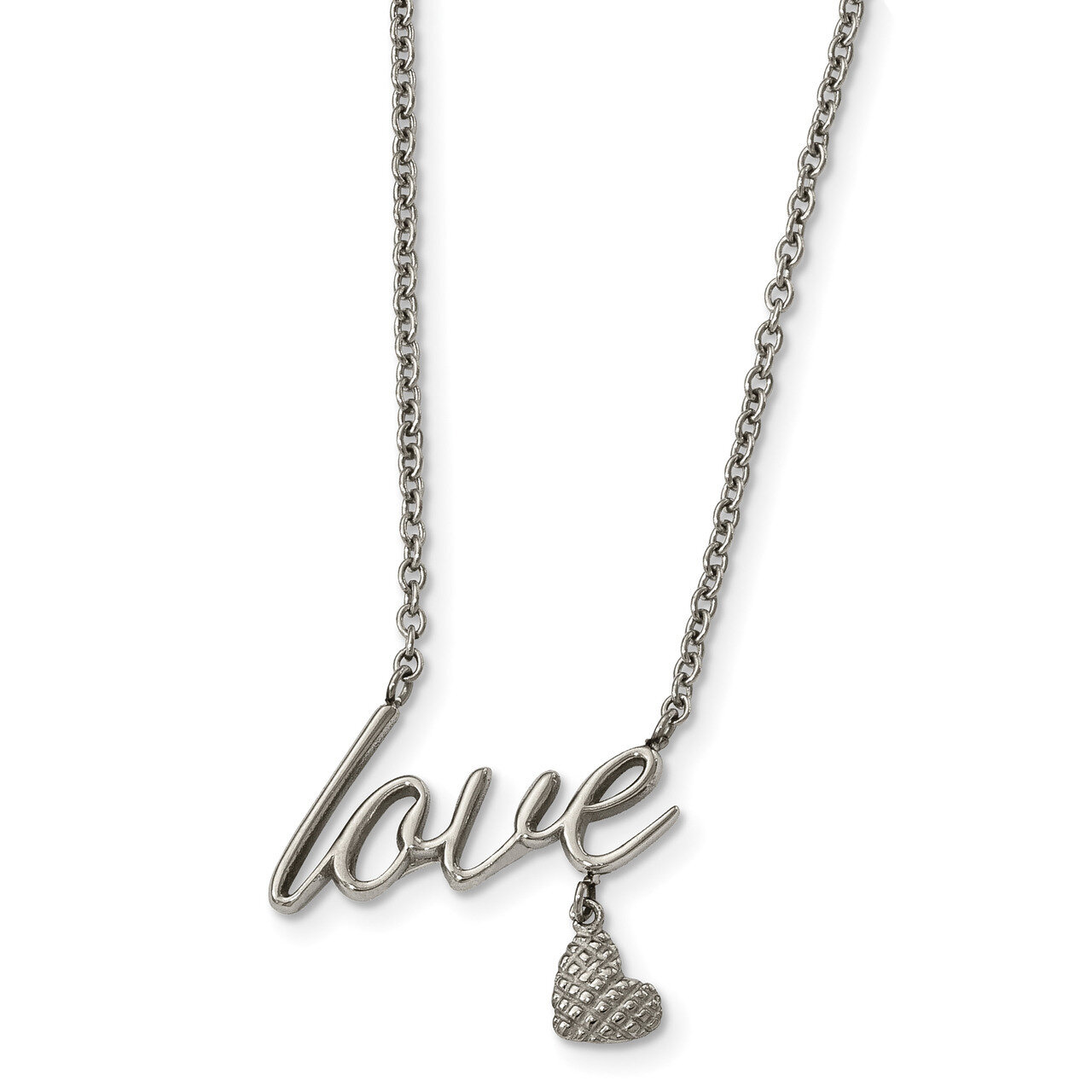 LOVE 16.5 Inch with 4in. Extender Necklace Stainless Steel Polished SRN1942-16.5 by Chisel, MPN: SR…