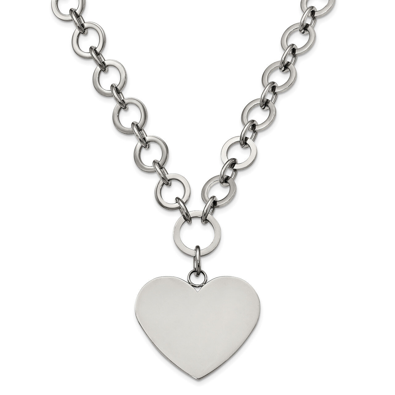 Large Heart with 1.75 Inch Extender Necklace Stainless Steel Polished SRN2002-17.25 by Chisel, MPN:…