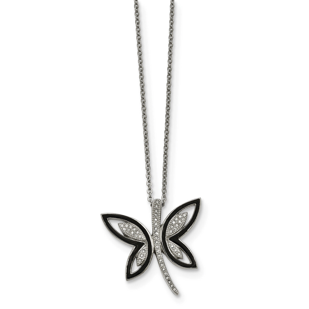 Enameled with Preciosa Crystal Butterfly Necklace Stainless Steel SRN2011-18 by Chisel, MPN: SRN201…