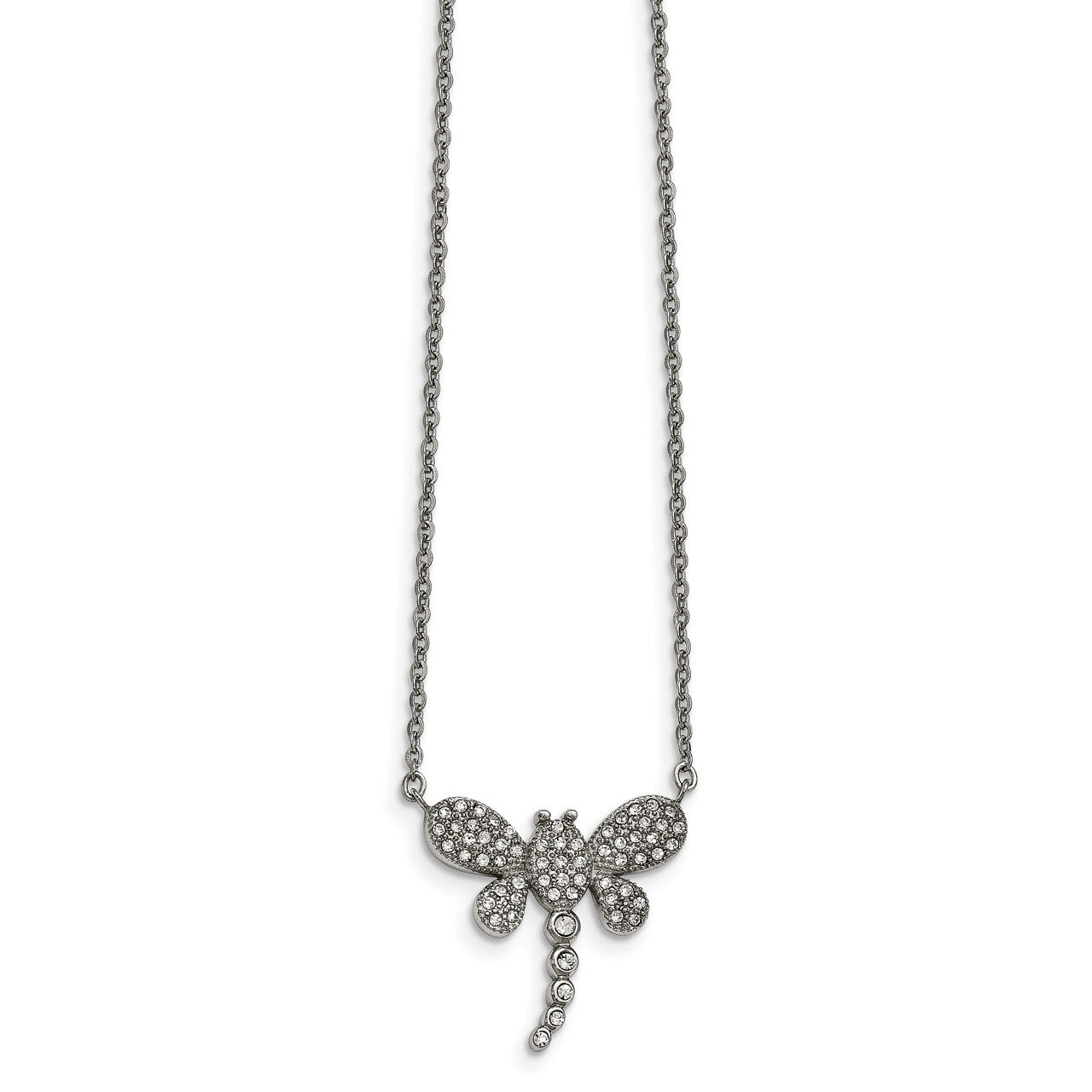 Preciosa Crystal Dragonfly 2 inch Extender Necklace Stainless Steel Polished SRN2015-16 by Chisel, …