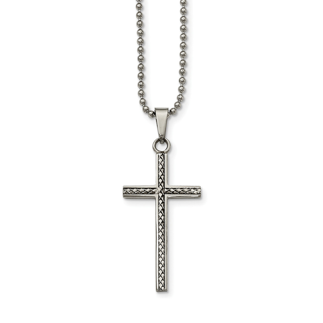 Textured Cross Necklace Stainless Steel Polished SRN2025-20 by Chisel, MPN: SRN2025-20, 886774750477