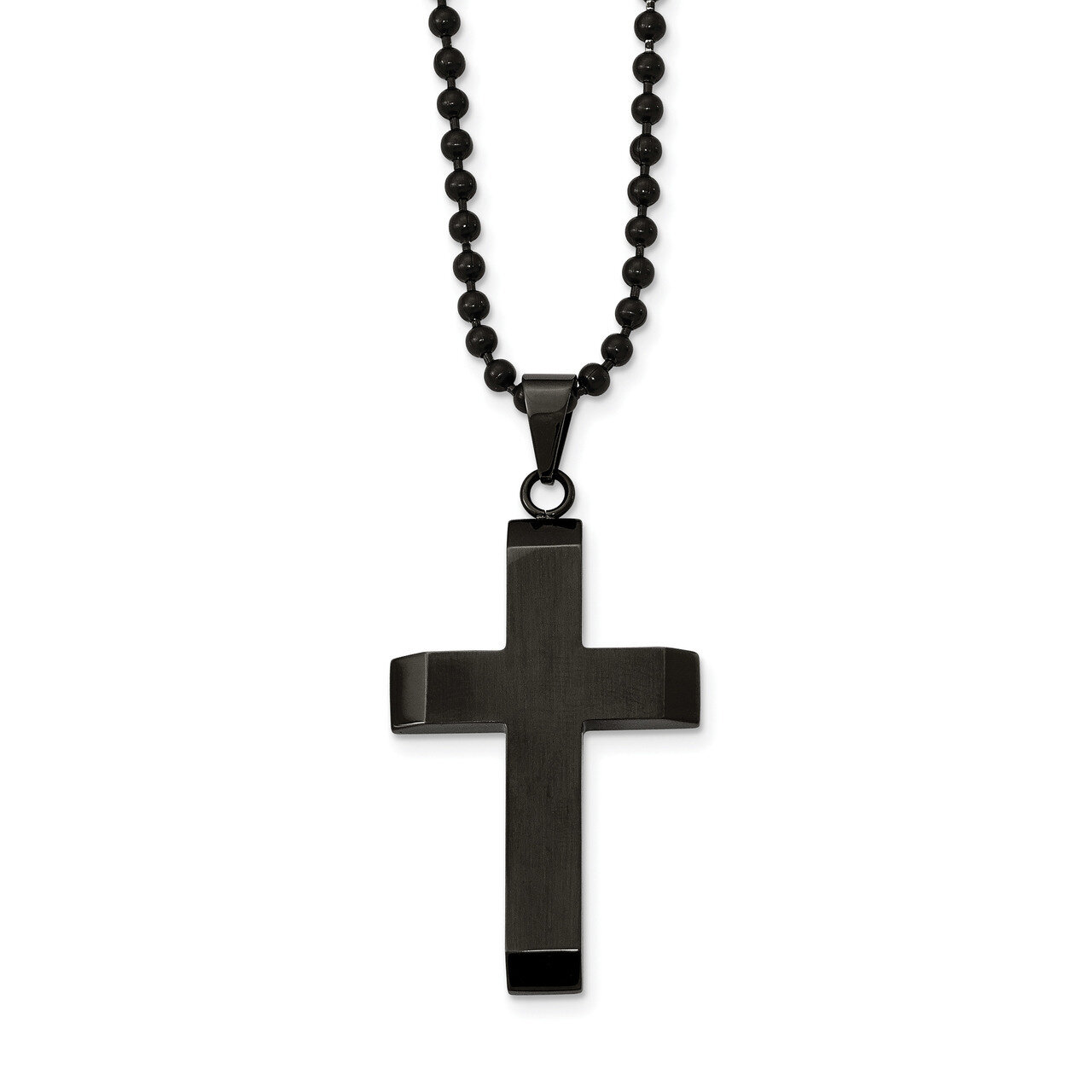 Black IP-plated Cross Necklace Stainless Steel Brushed and Polished SRN2049-24 by Chisel, MPN: SRN2…