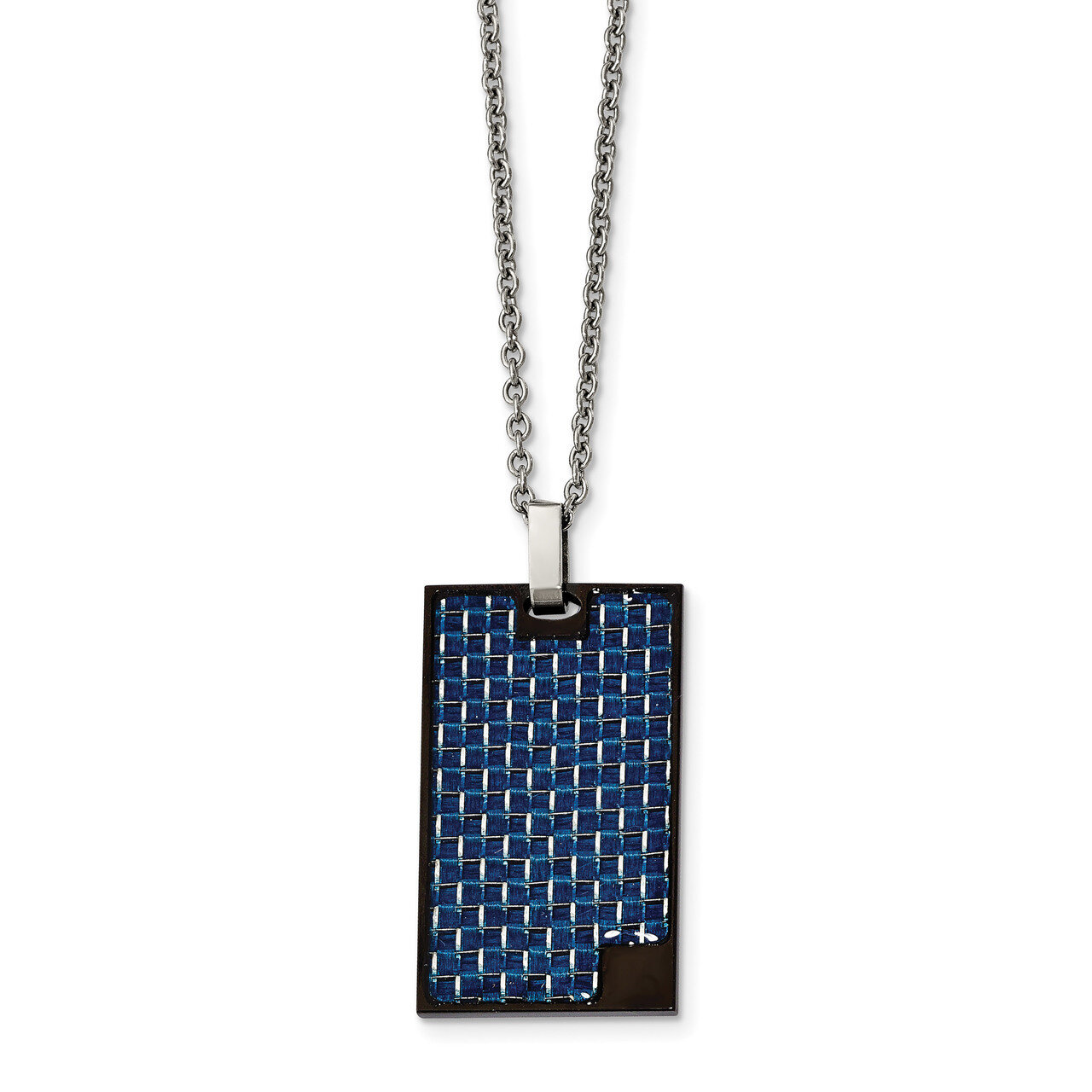 BlackIP-plated with Blue Carbon Fiber Inlay Necklace Stainless Steel Polished SRN2080-22