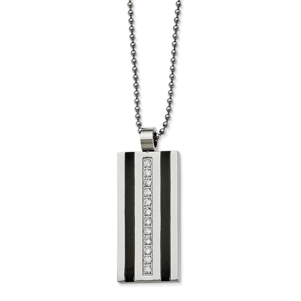 Black IP CZ Necklace Stainless Steel Polished SRN2086-20 by Chisel, MPN: SRN2086-20, 191101645181