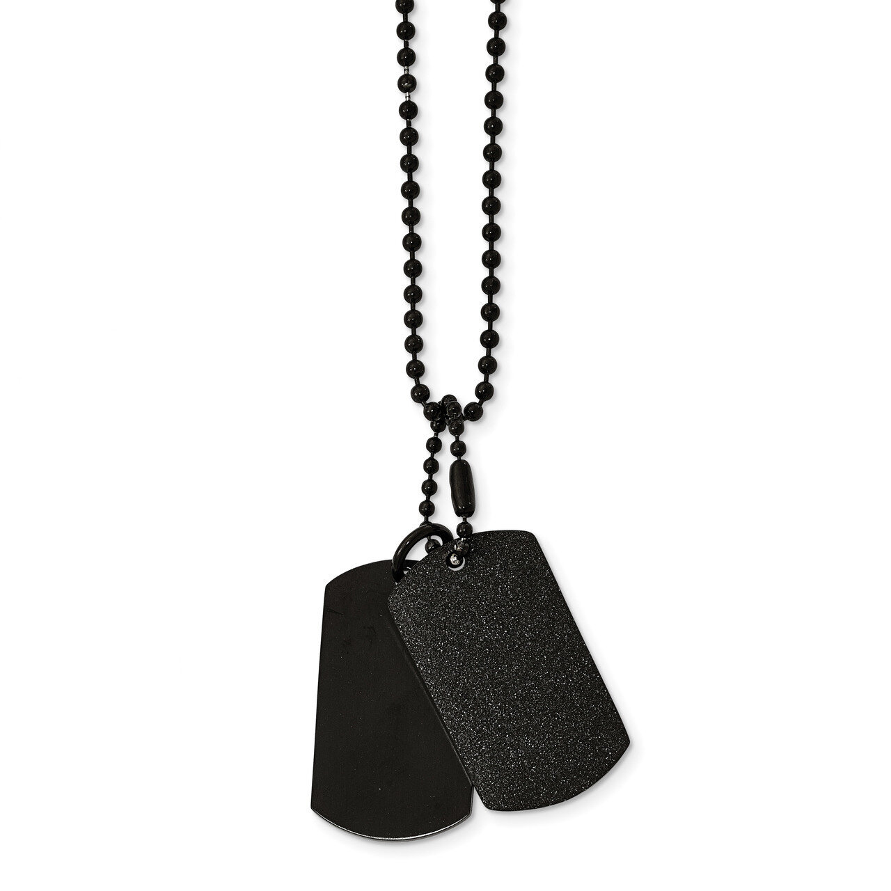 Laser Cut Black IP Double Dogtag Necklace Stainless Steel Brushed SRN2101-20 by Chisel, MPN: SRN210…
