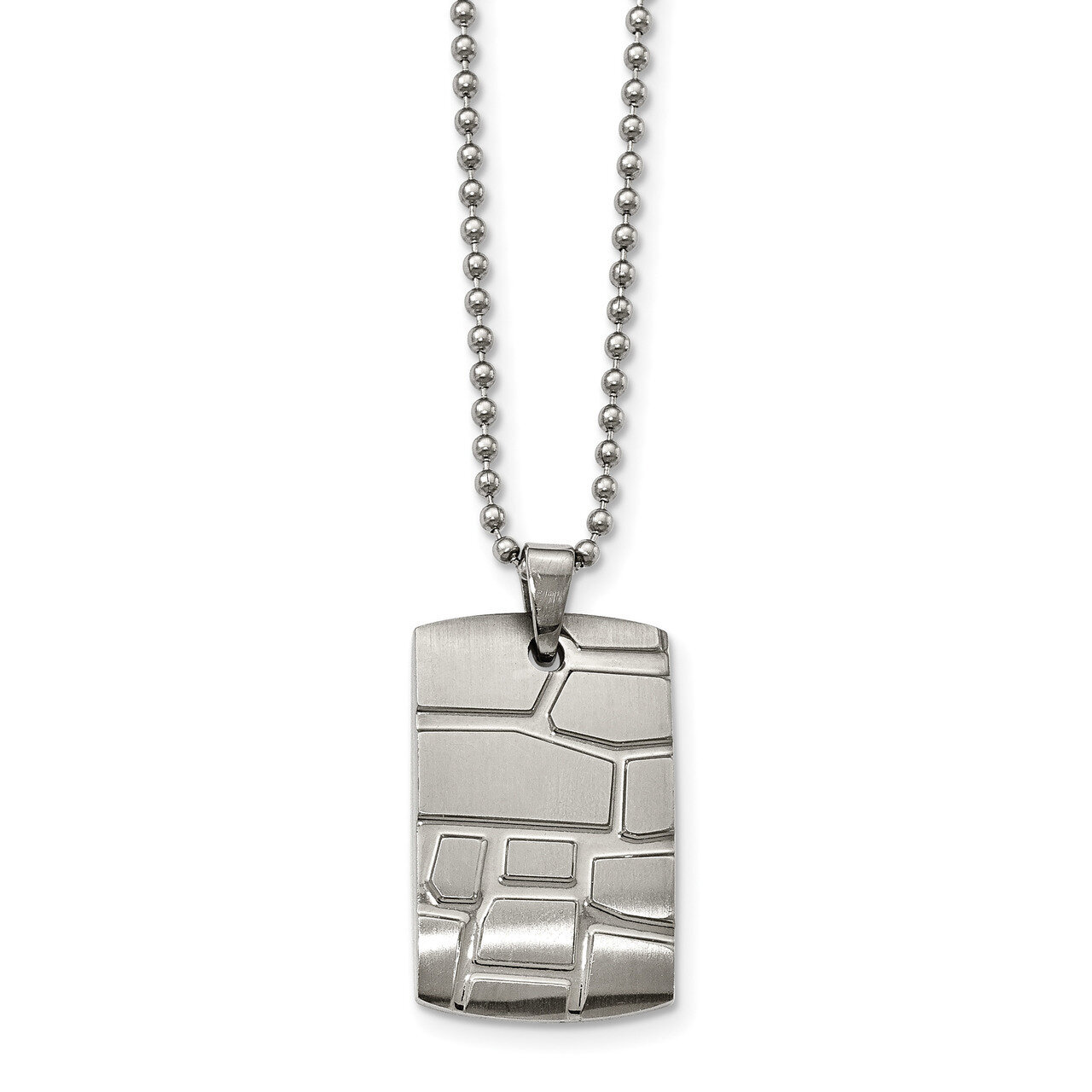 Patterned Dogtag Necklace Stainless Steel Brushed and Polished SRN2122-22 by Chisel, MPN: SRN2122-2…