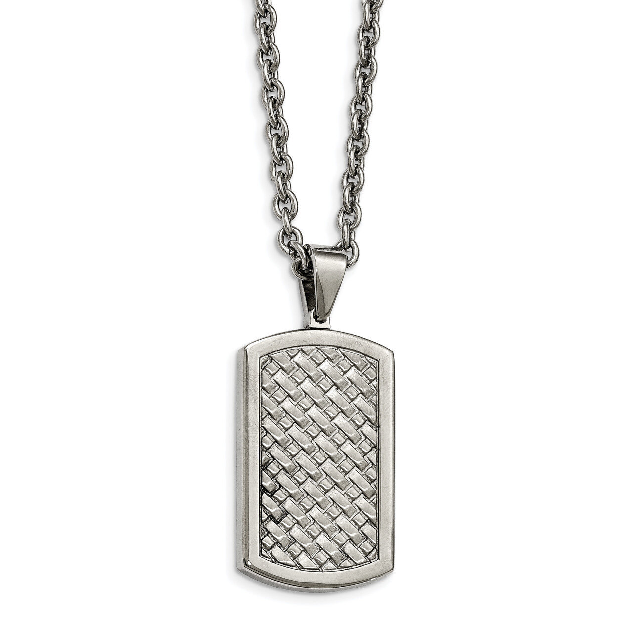 Weaved Pattern Dogtag Necklace Stainless Steel Polished SRN2124-24 by Chisel, MPN: SRN2124-24, 1911…