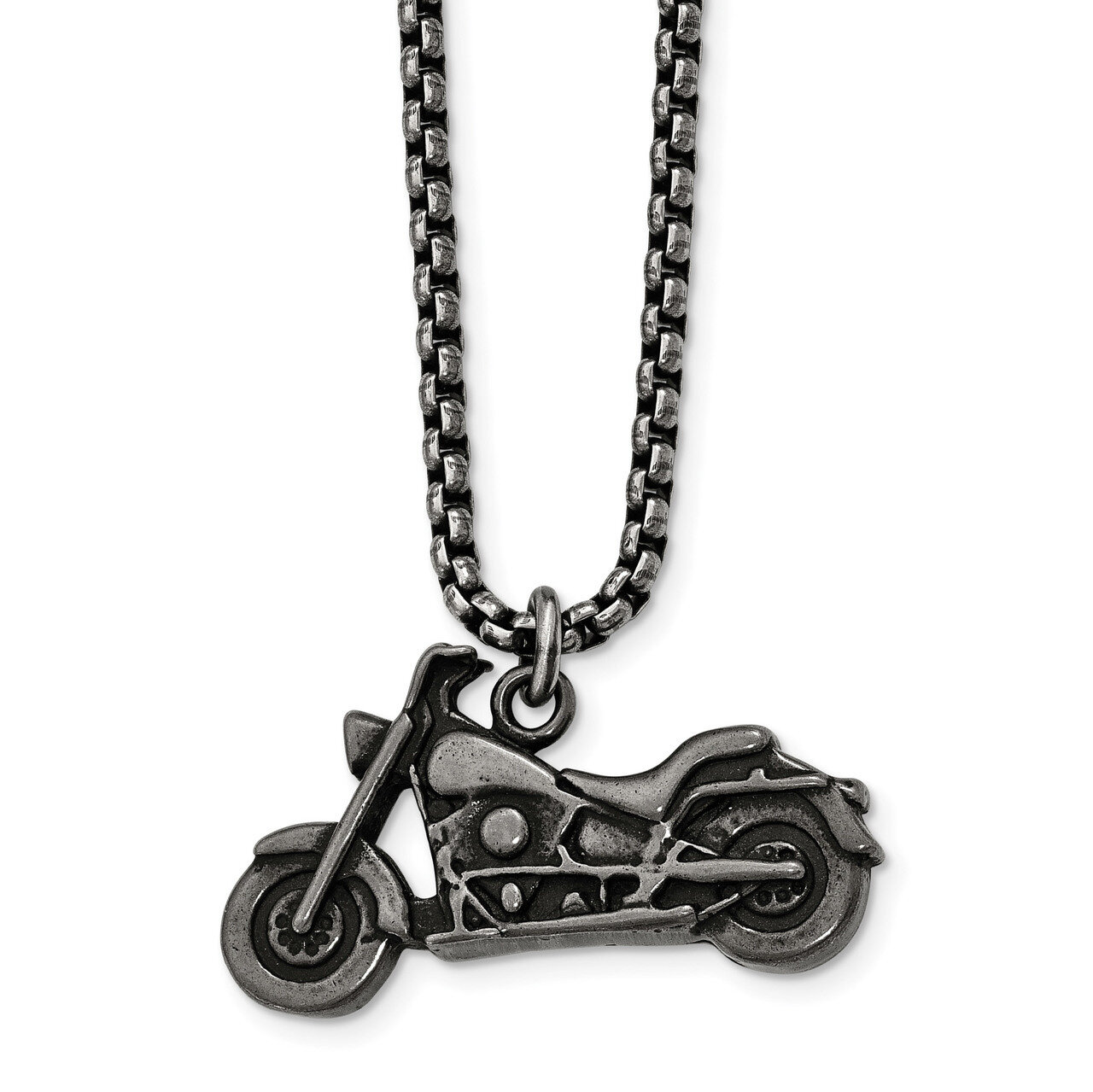 Motorcycle Necklace Antiqued Stainless Steel SRN2127-25.5 by Chisel, MPN: SRN2127-25.5, 191101646362