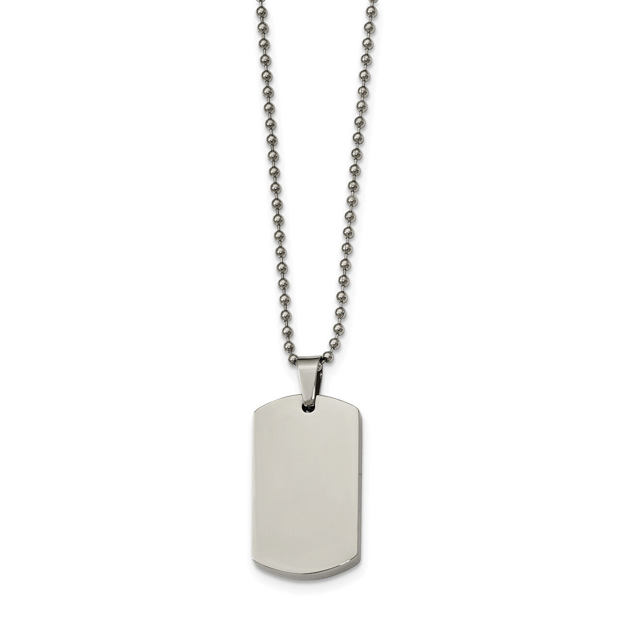 Rounded Edge 4mm Thick Dog Tag Necklace Stainless Steel Polished SRN2135-24
