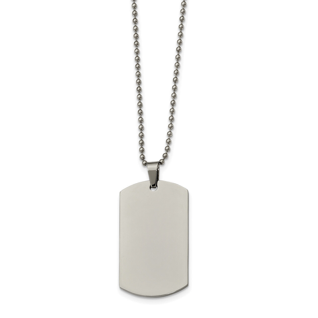 Rounded Edge 2mm Thick Dog Tag Necklace Stainless Steel Polished SRN2136-24 by Chisel, MPN: SRN2136…