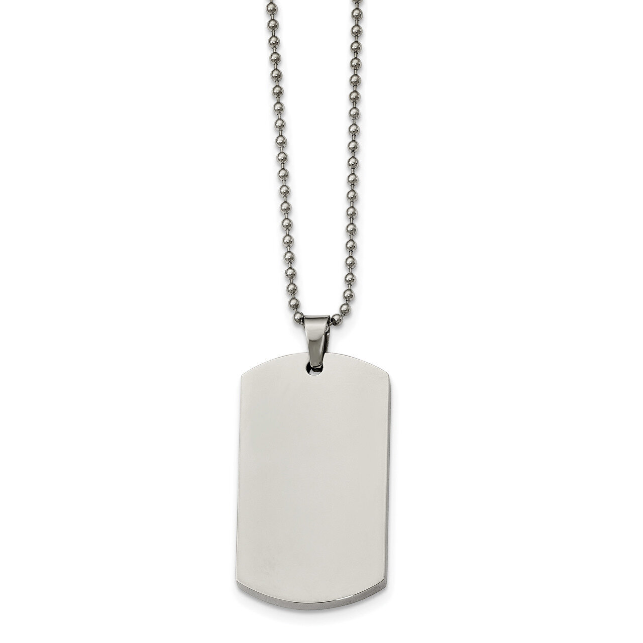 Rounded Edge 4mm Thick Dog Tag Necklace Stainless Steel Polished SRN2137-24 by Chisel, MPN: SRN2137…