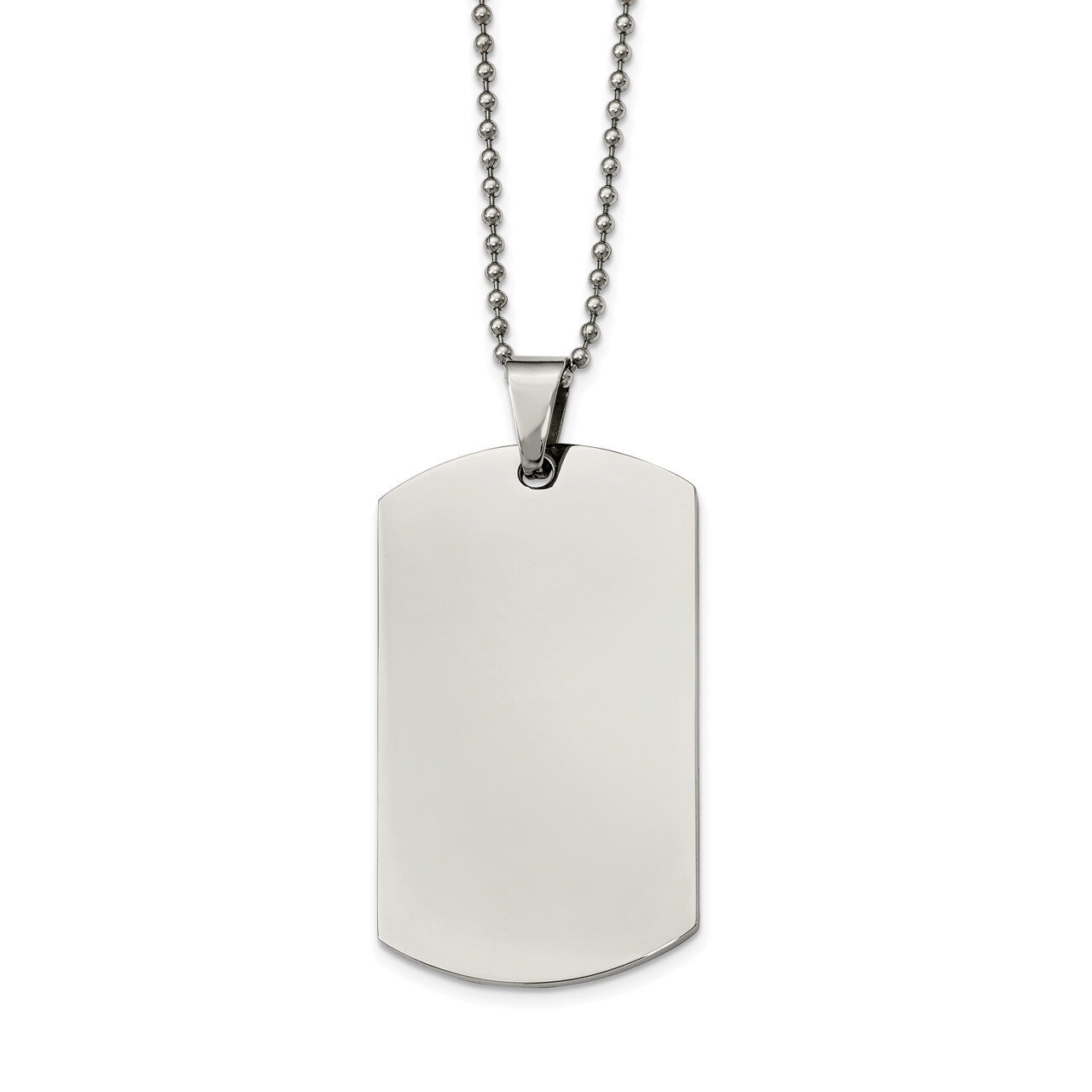 Rounded Edge XLarge 2mm Thick Dog Tag Necklace Stainless Steel Polished SRN2138-24