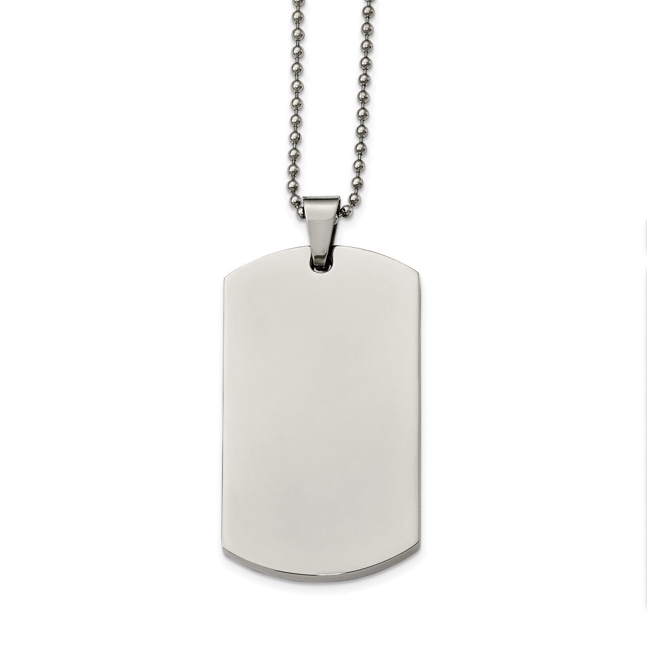 Rounded Edge XLarge 4mm Thick Dog Tag Necklace Stainless Steel Polished SRN2139-24 by Chisel, MPN: …