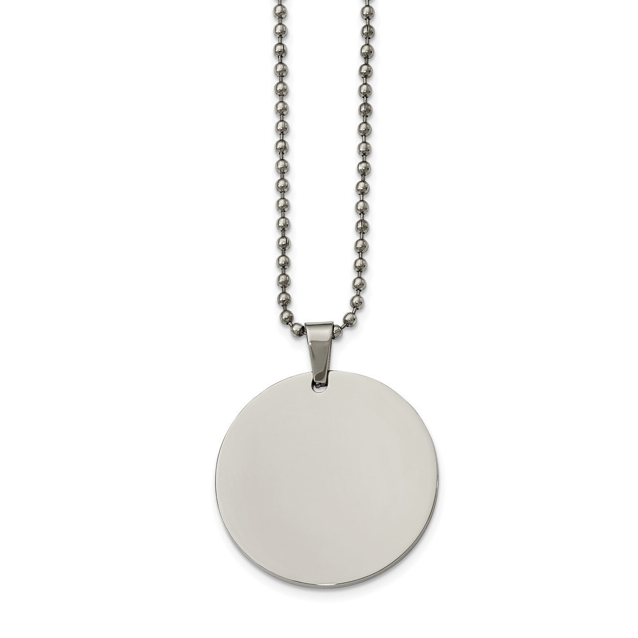 Circle 2mm Thick Dog Tag Necklace Stainless Steel Polished SRN2142-24 by Chisel, MPN: SRN2142-24, 1…
