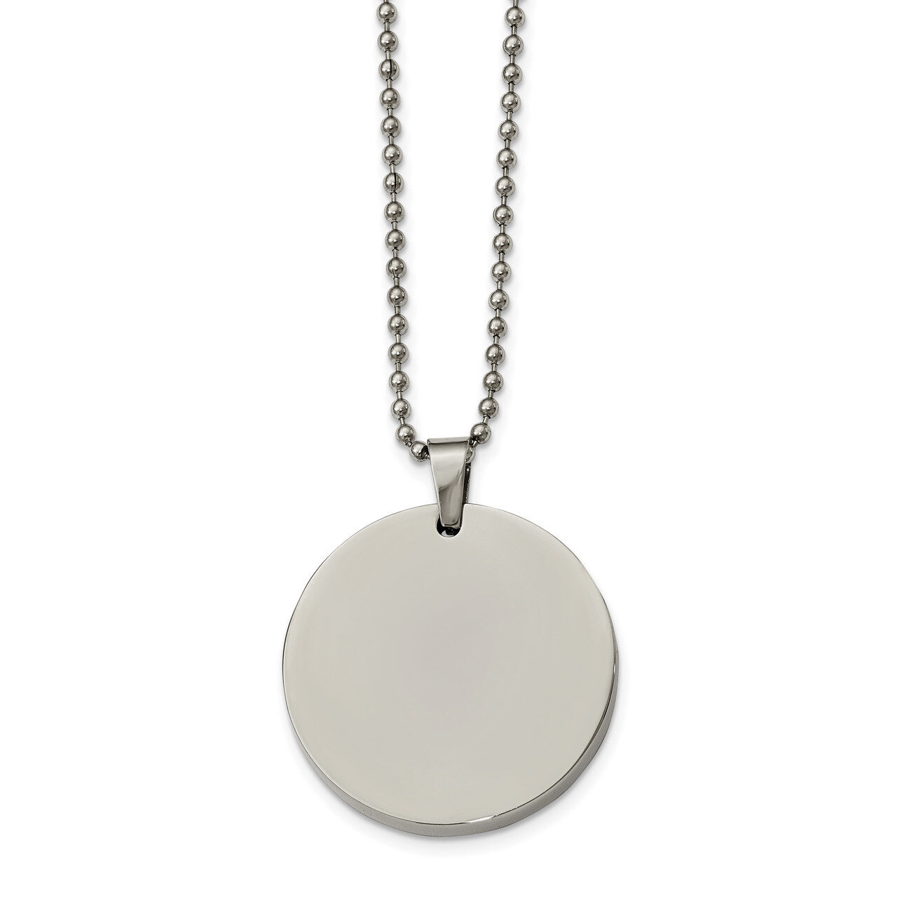 Circle 4mm Thick Dog Tag Necklace Stainless Steel Polished SRN2143-24 by Chisel, MPN: SRN2143-24, 1…