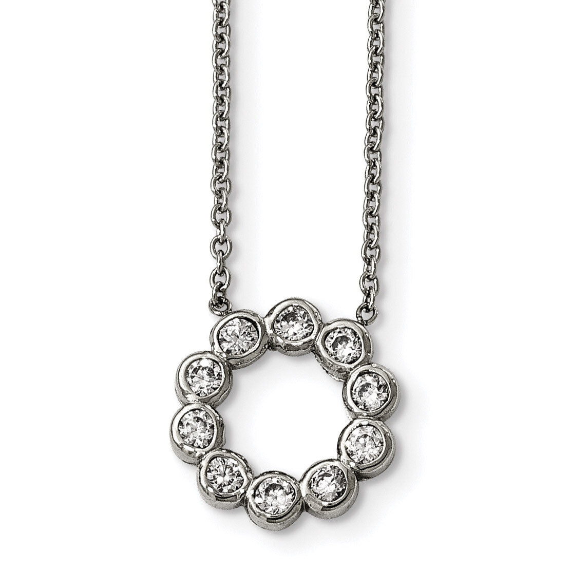 CZ Necklace Stainless Steel Polished SRN2146-17.25 by Chisel, MPN: SRN2146-17.25, 191101647802