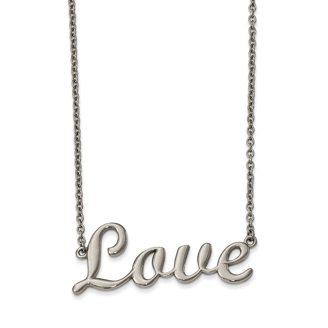 Love 16 Inch Necklace Stainless Steel Polished SRN2155-16 by Chisel, MPN: SRN2155-16, 191101647956