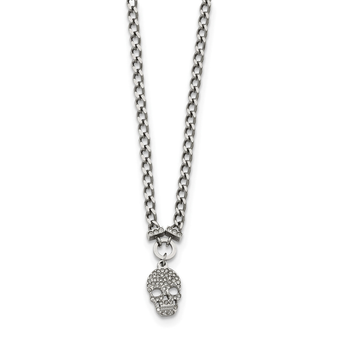 Crystal Skull Necklace Stainless Steel Polished SRN2164-18 by Chisel, MPN: SRN2164-18, 191101383724
