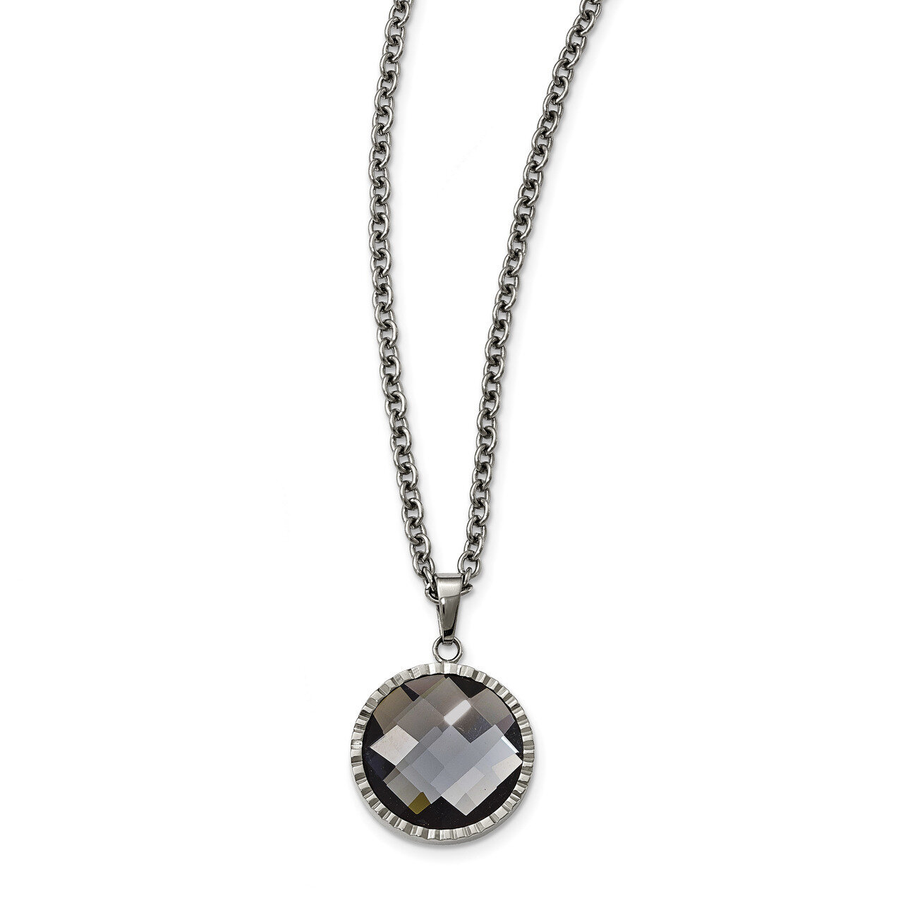 Charcoal Glass Necklace Stainless Steel Polished SRN2167-29.5 by Chisel, MPN: SRN2167-29.5, 1911016…