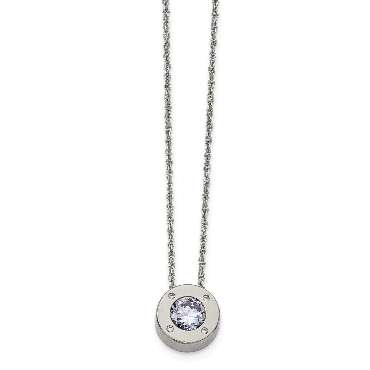 CZ June Birthstone Necklace Stainless Steel Polished SRN2179-20 by Chisel, MPN: SRN2179-20, 1911016…