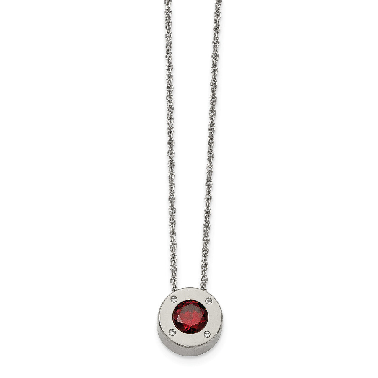 CZ January Birthstone Necklace Stainless Steel Polished SRN2191-20 by Chisel, MPN: SRN2191-20, 1911…