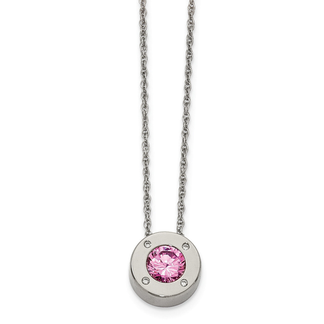 CZ October Birthstone Necklace Stainless Steel Polished SRN2192-20 by Chisel, MPN: SRN2192-20, 1911…