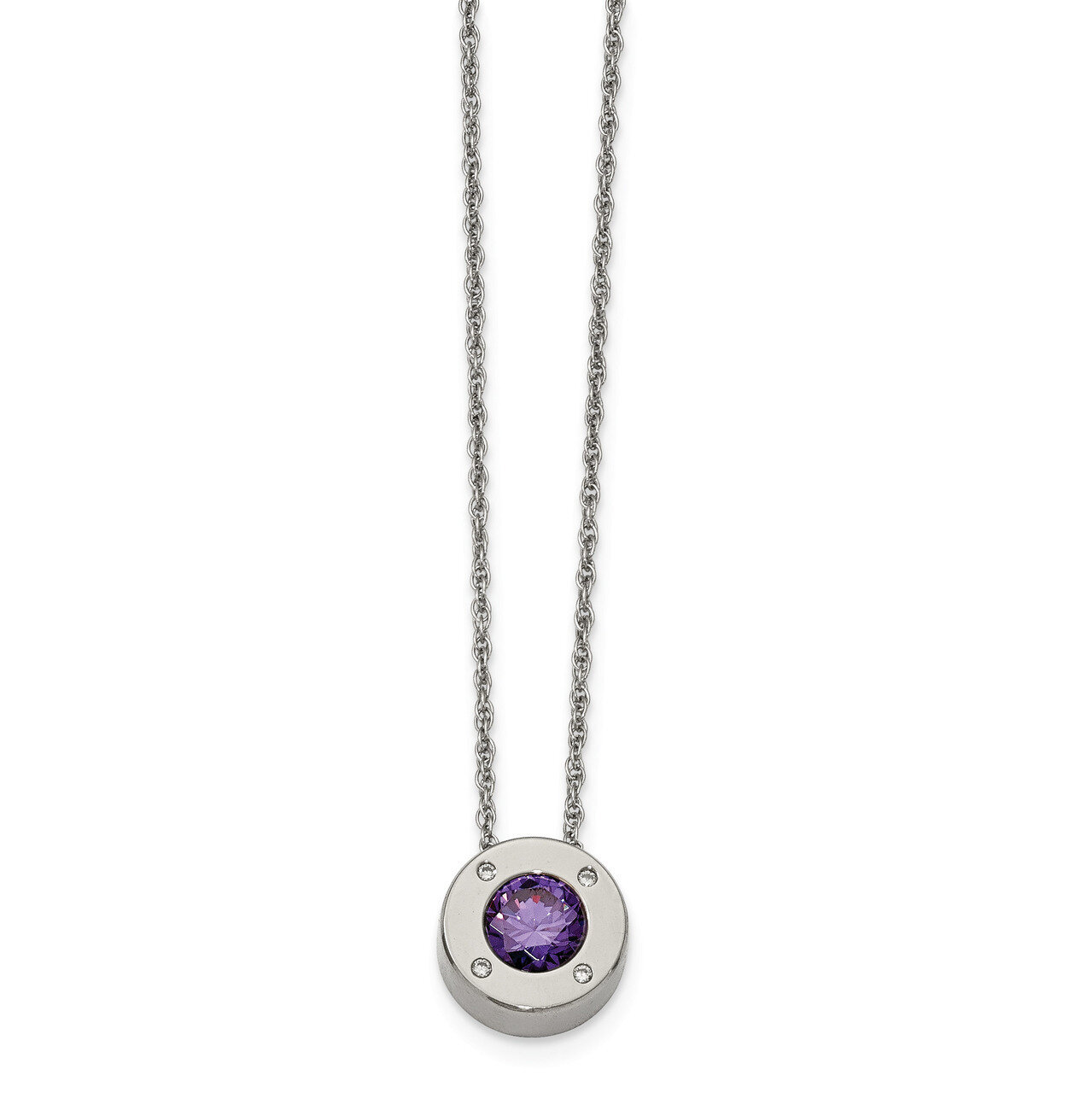 CZ February Birthstone Necklace Stainless Steel Polished SRN2197-20 by Chisel, MPN: SRN2197-20, 191…