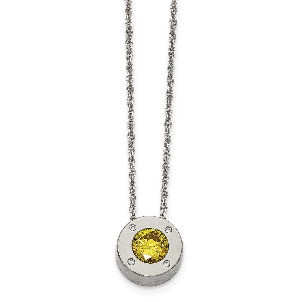CZ November Birthstone Necklace Stainless Steel Polished SRN2198-20 by Chisel, MPN: SRN2198-20, 191…