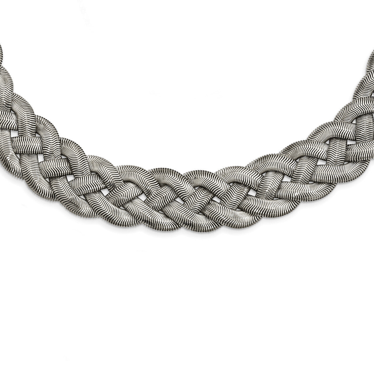 Braided with 3.5 Inch Extender Necklace Stainless Steel Polished SRN2200-16