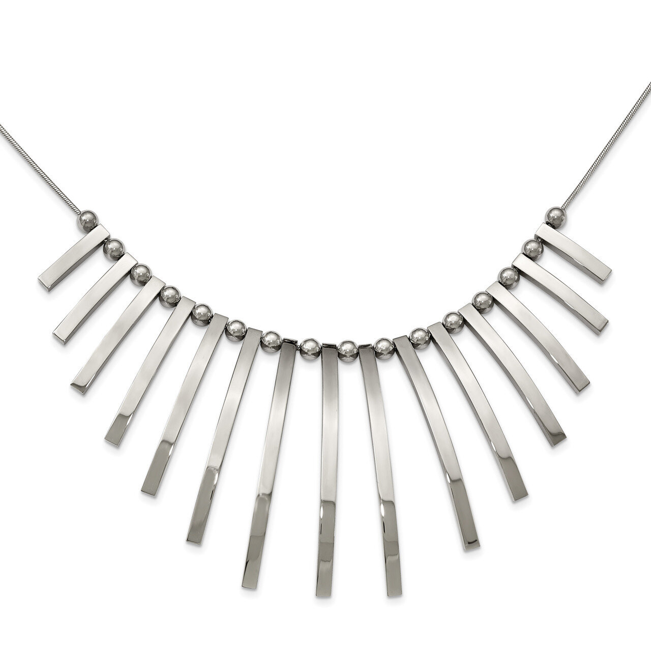 Bars and Beads with 2 Inch Extender Necklace Stainless Steel Polished SRN2212-19 by Chisel, MPN: SR…