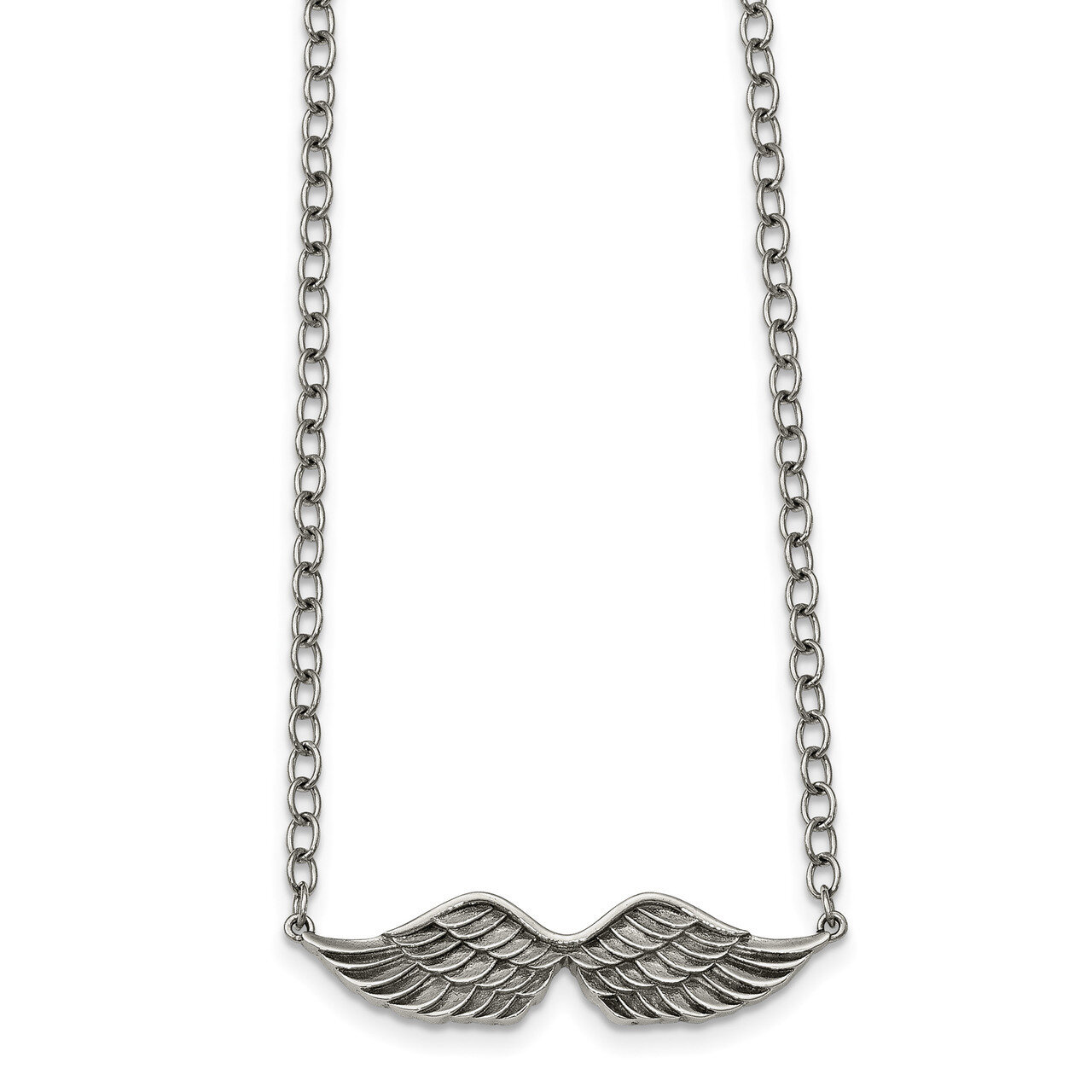 Stainless Steel Polished Textured Angel Wing 2 Inch Extender Necklace Stainless Steel Polished SRN2…