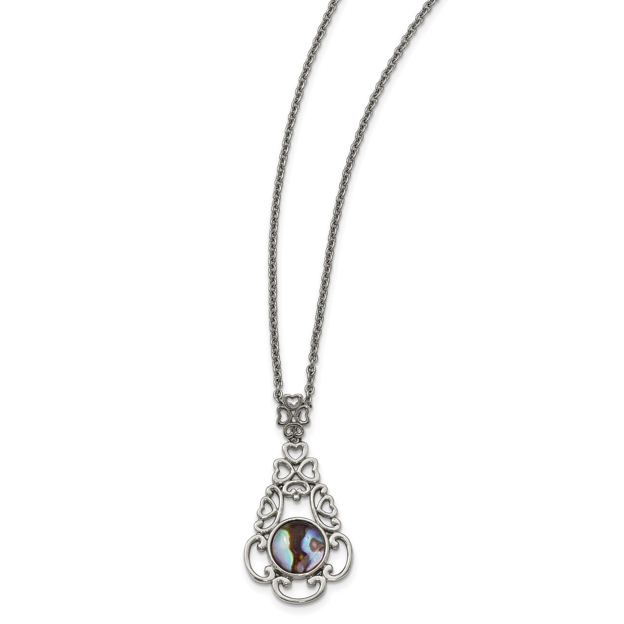 Imitation Abalone with 2 Inch Ext Necklace Stainless Steel Polished SRN2219-16 by Chisel, MPN: SRN2…